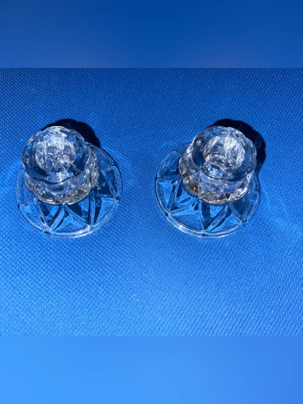 Home Interiors Clear Glass Candle Holders - Pair reversible